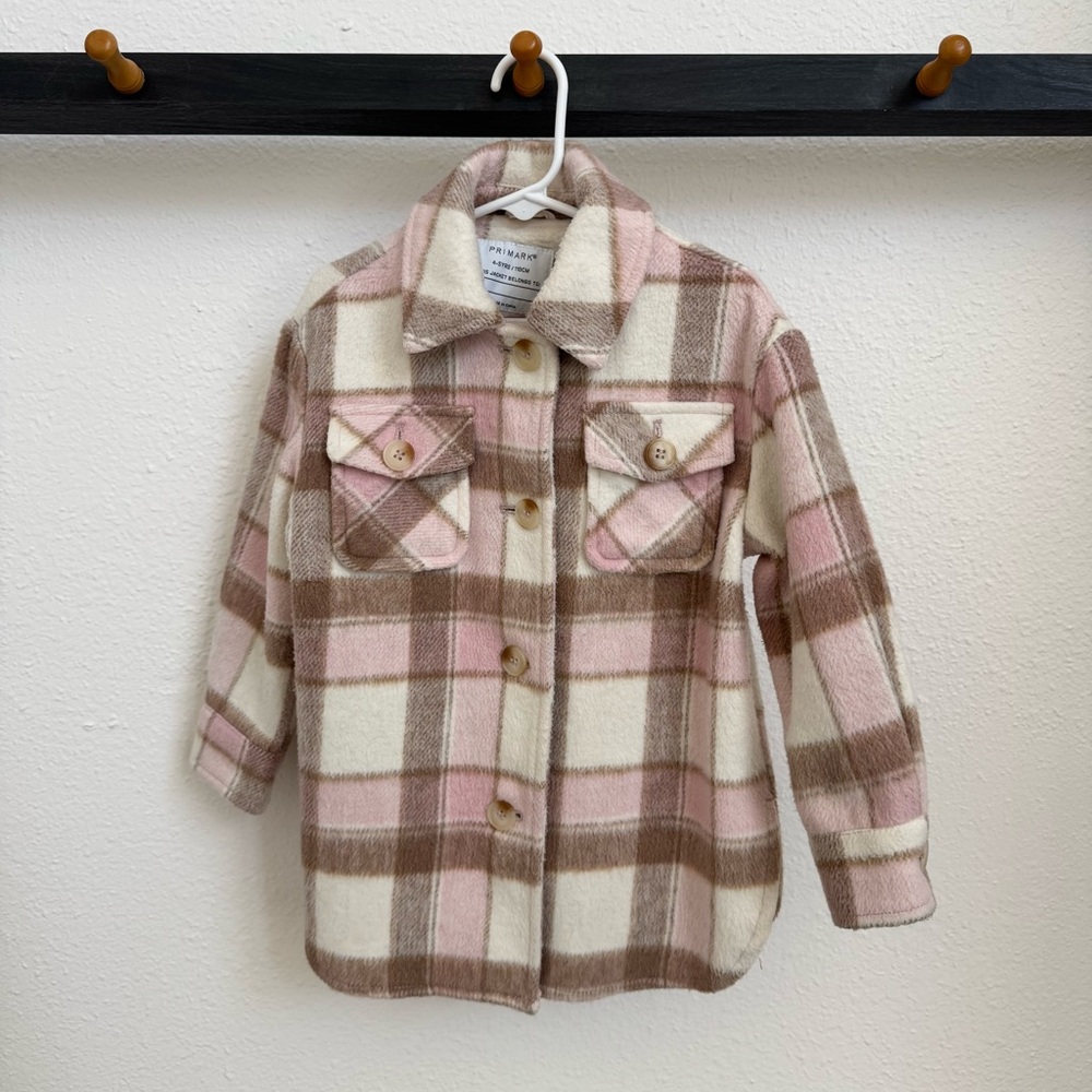 PRIMARK Kids Girls Plaid Shacket Coat